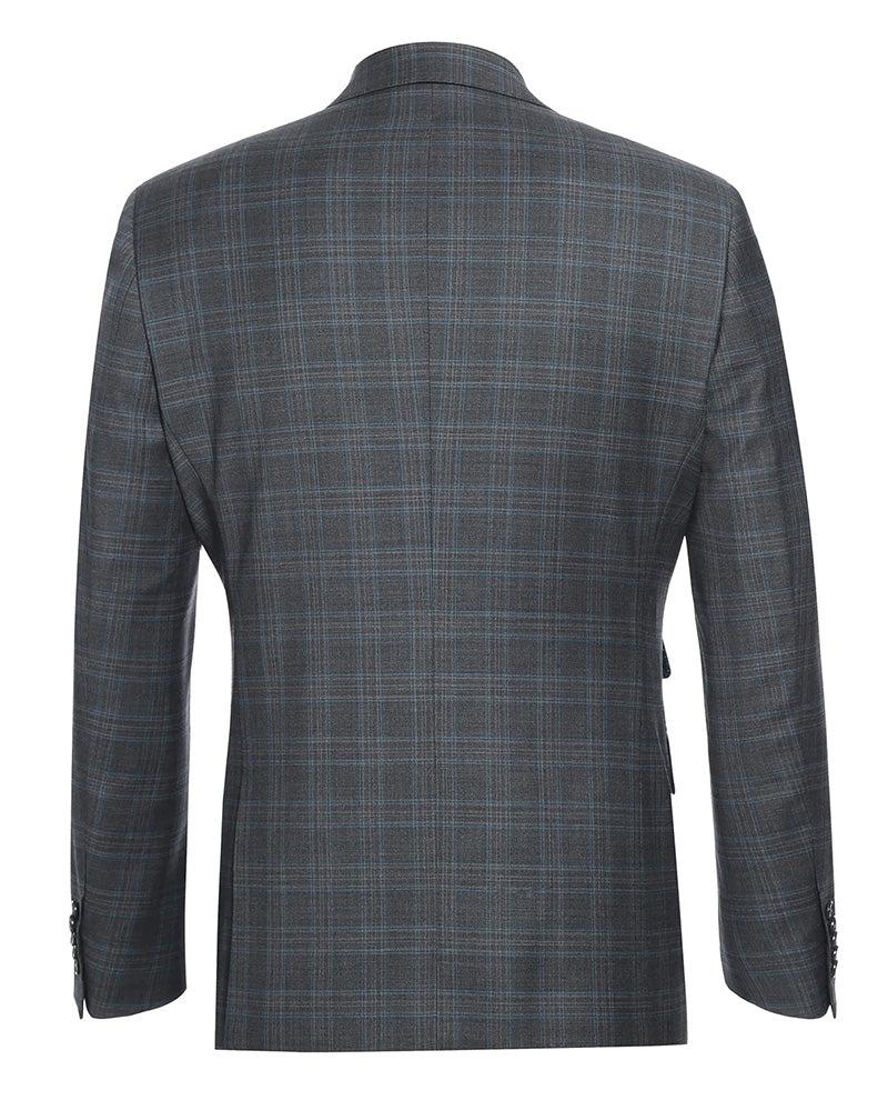 English Laundry 2-Piece Gray Plaid Wool Blend Slim Fit Dress Suit Product Image
