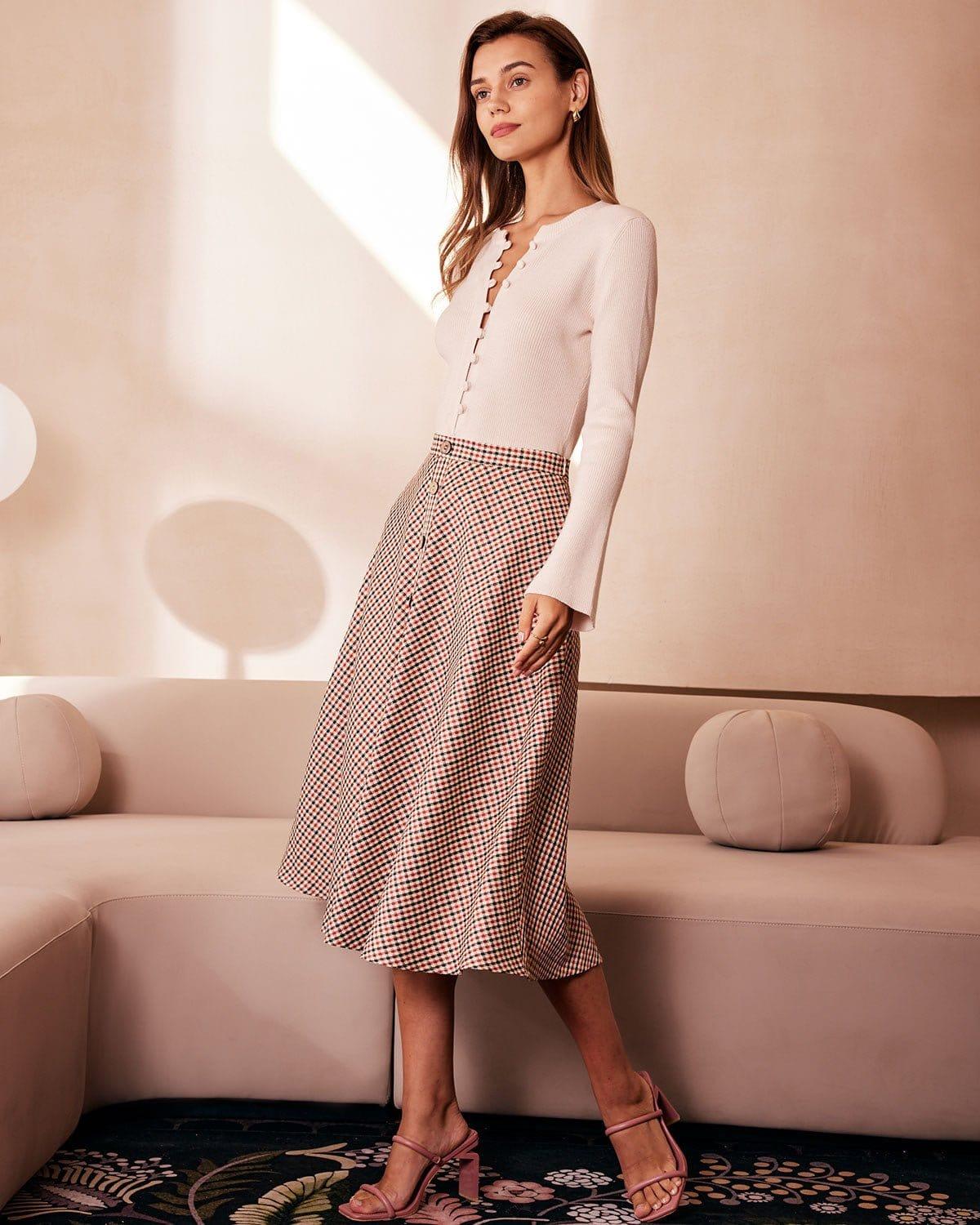 The Apricot Round Neck Button Up Knit Top Product Image