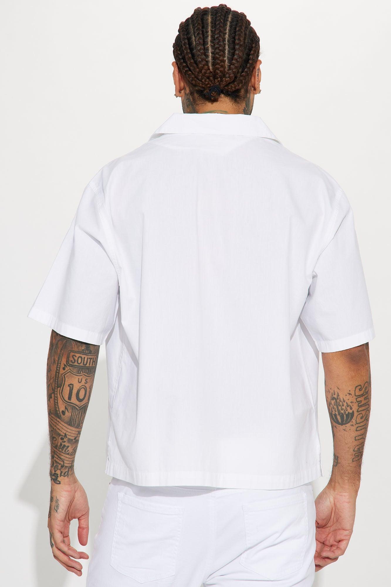 Ryland Relaxed Cotton Short Sleeve Cuban Shirt - White Product Image