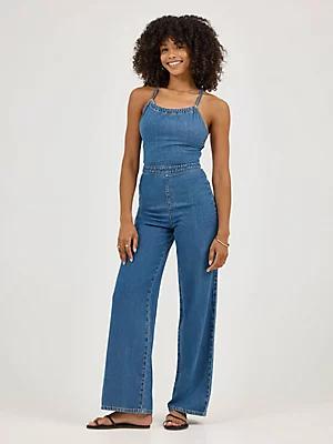 Women's Cross Back Denim Wide Leg Jumpsuit | Women's Union-Alls & Overalls | Lee® Product Image