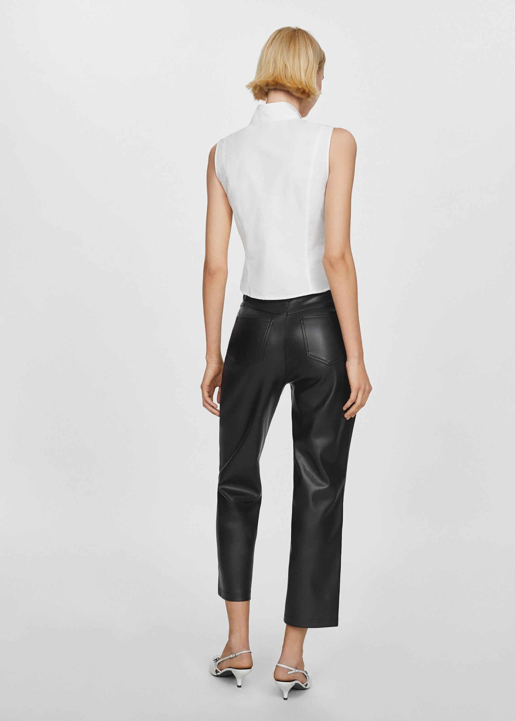Leather-effect straight pants - Women | MANGO USA Product Image