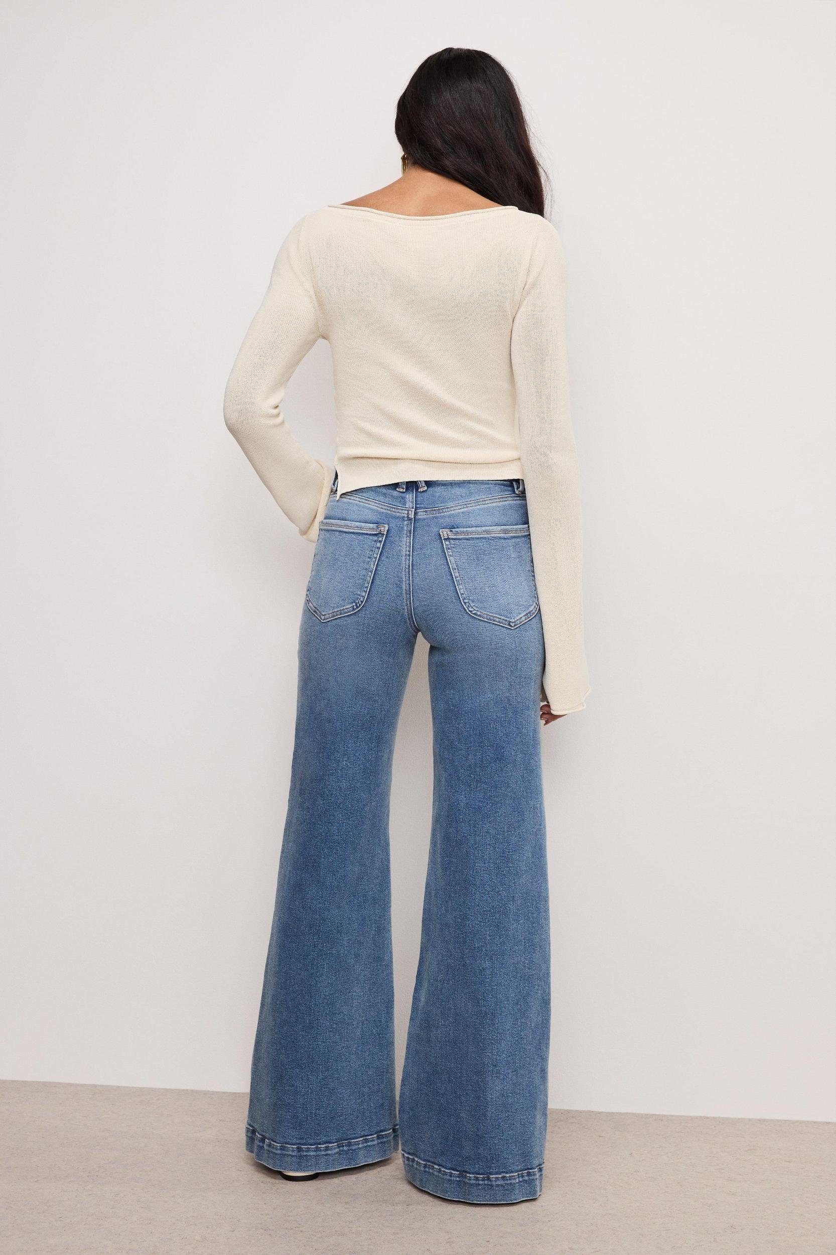 GOOD WAIST PALAZZO COMPRESSION JEANS | INDIGO837 Product Image