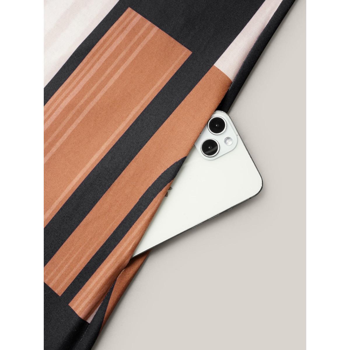 Plus Size Abstract Print Pockets Cami Midi Dress Multicolor Women Casual Gathered Round Neck Sleeveless Curvy BloomChic 14-16/1X Product Image