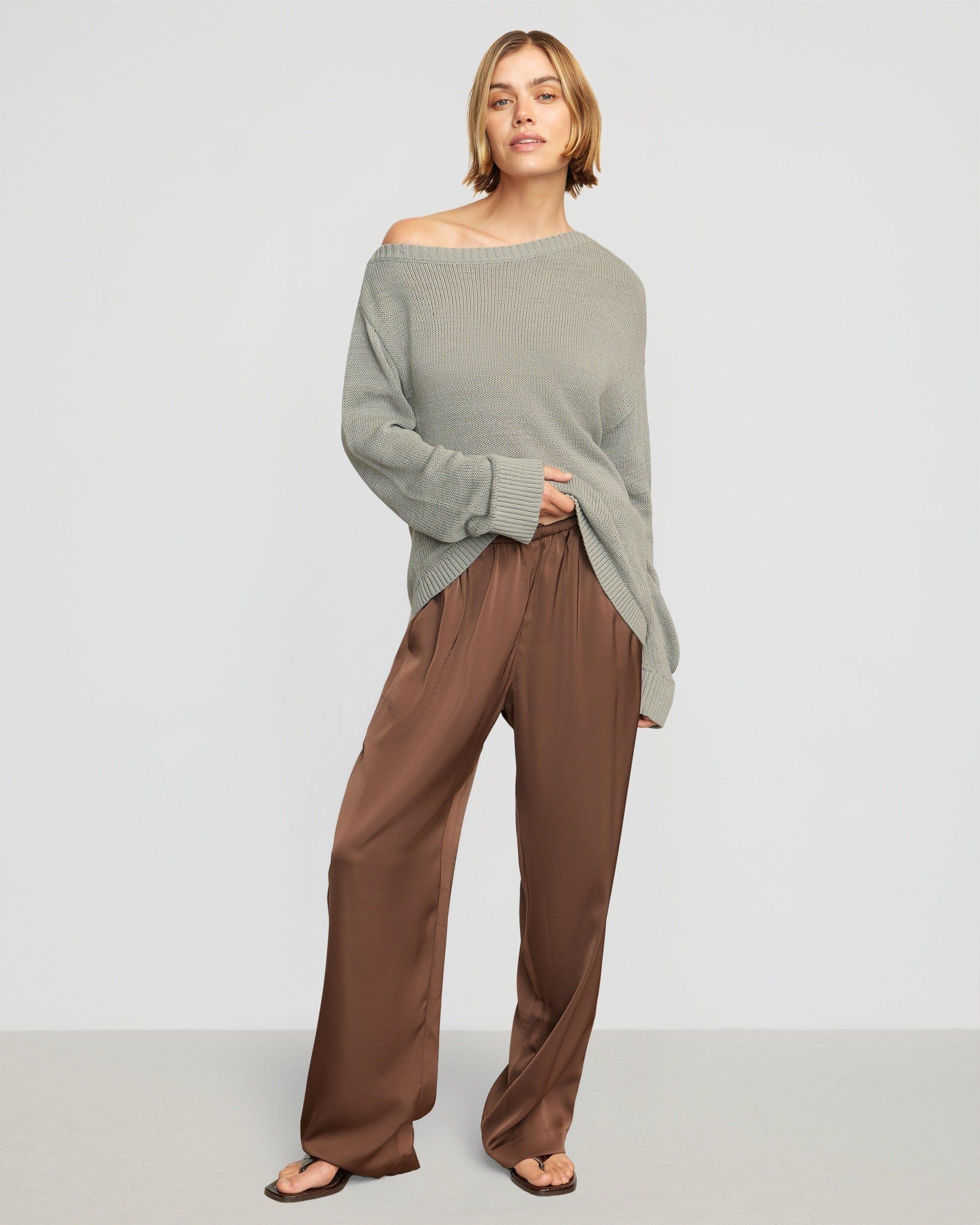 Dana Stretch-Waist Satin Pant Product Image