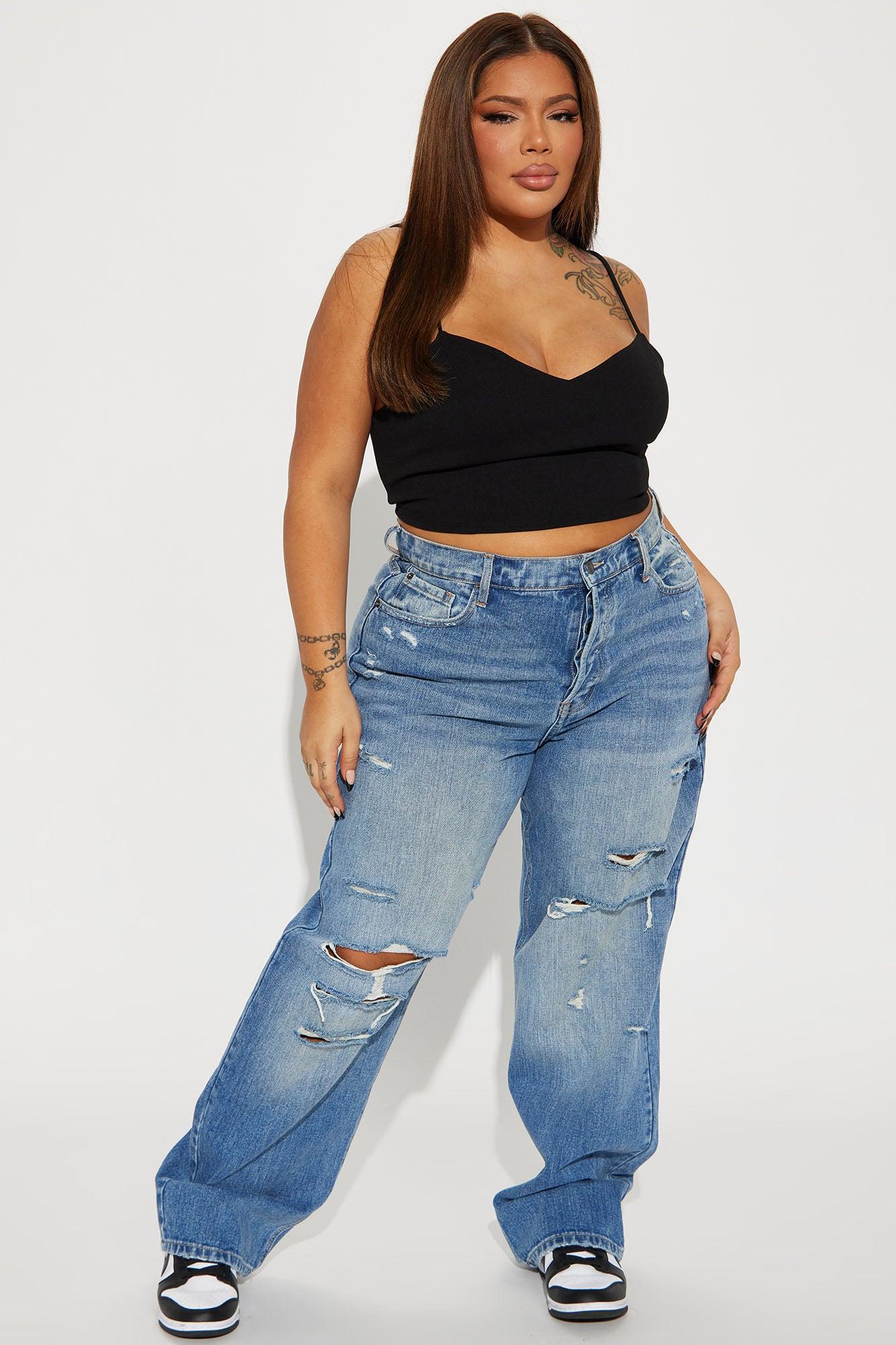 On Trend 90's Baggy Jeans - Medium Blue Wash Product Image