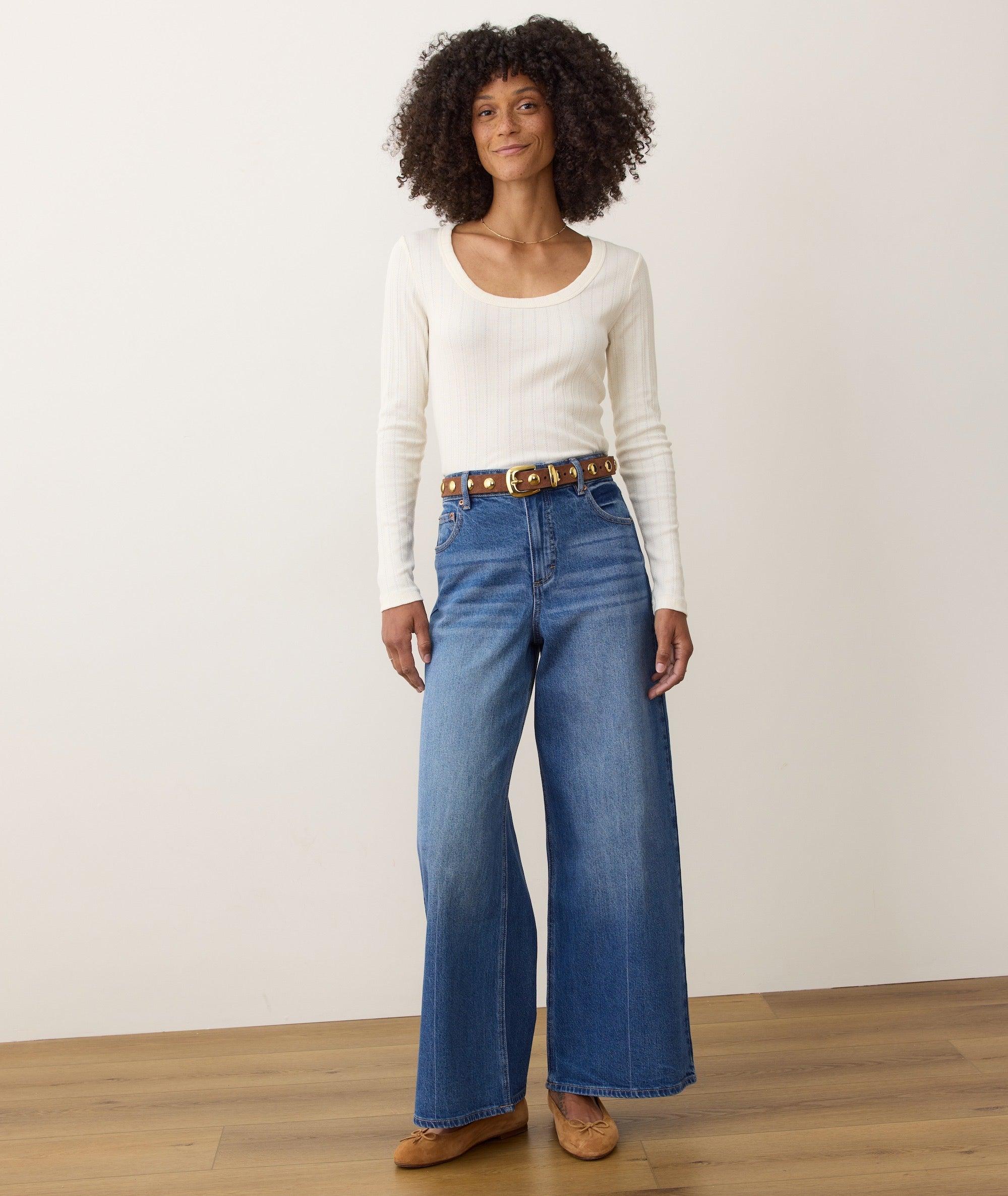 Lexi Rib Pointelle Longsleeve Scoop Tee Product Image