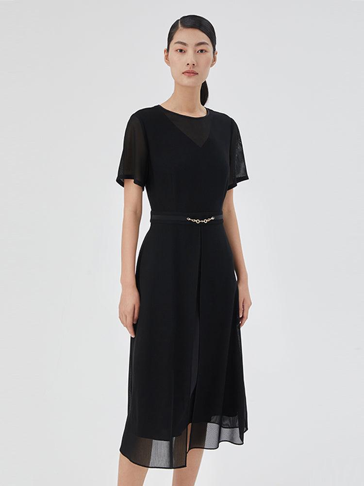 Triacetate And Silk Mesh Women Midi Dress Product Image