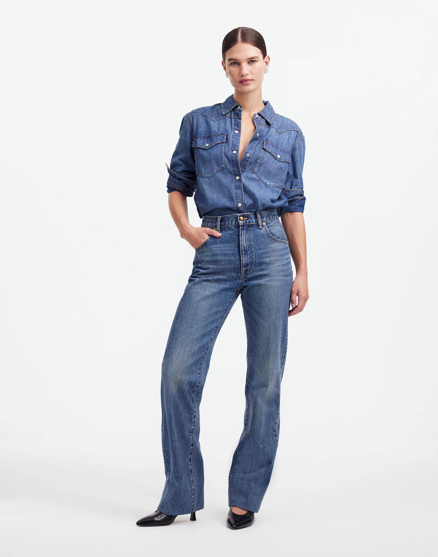 Alexa Chung for Madewell Denim Western Shirt in Vintage Wash Product Image