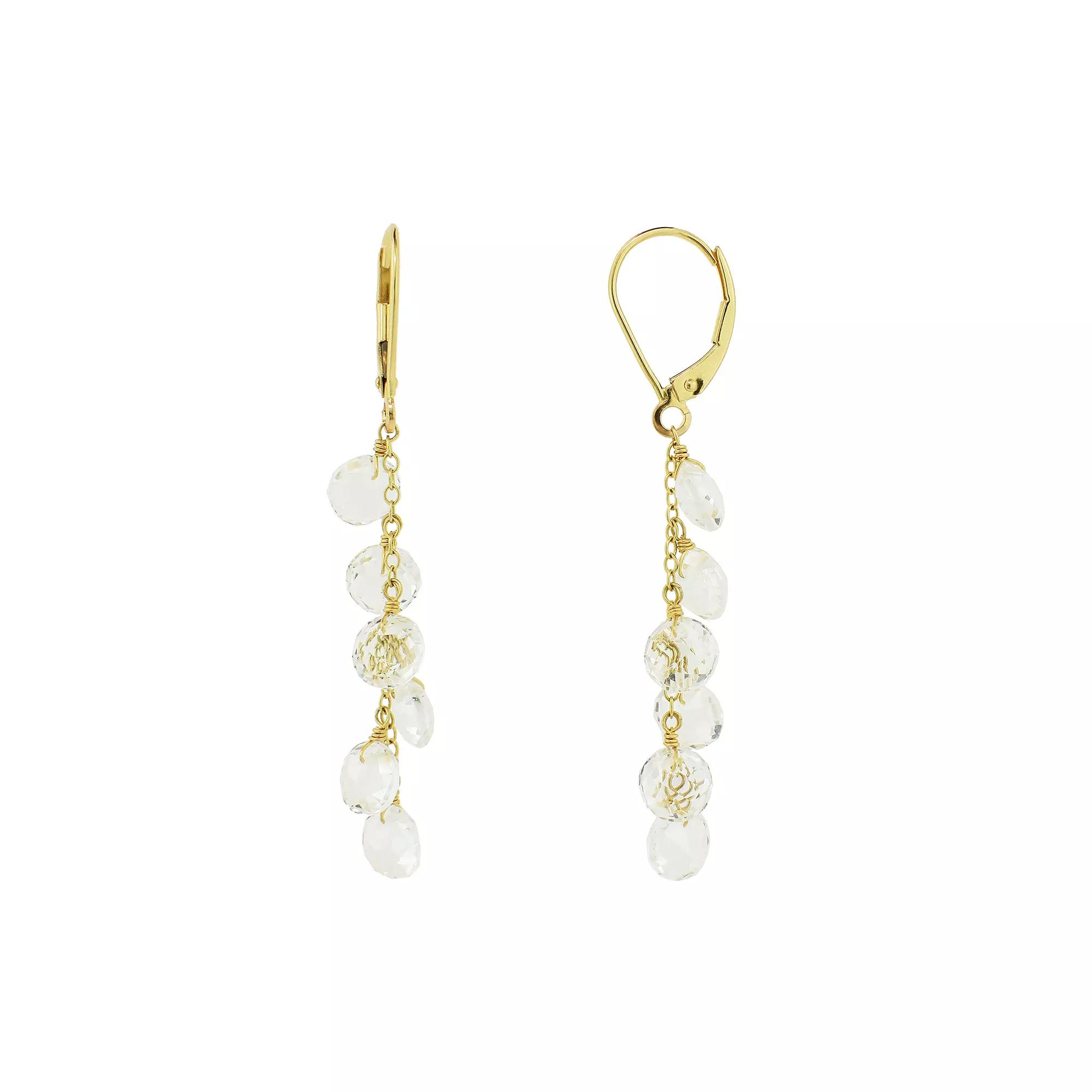 Jewelmak 14k Gold White Topaz Dangle Earrings, Women's Product Image
