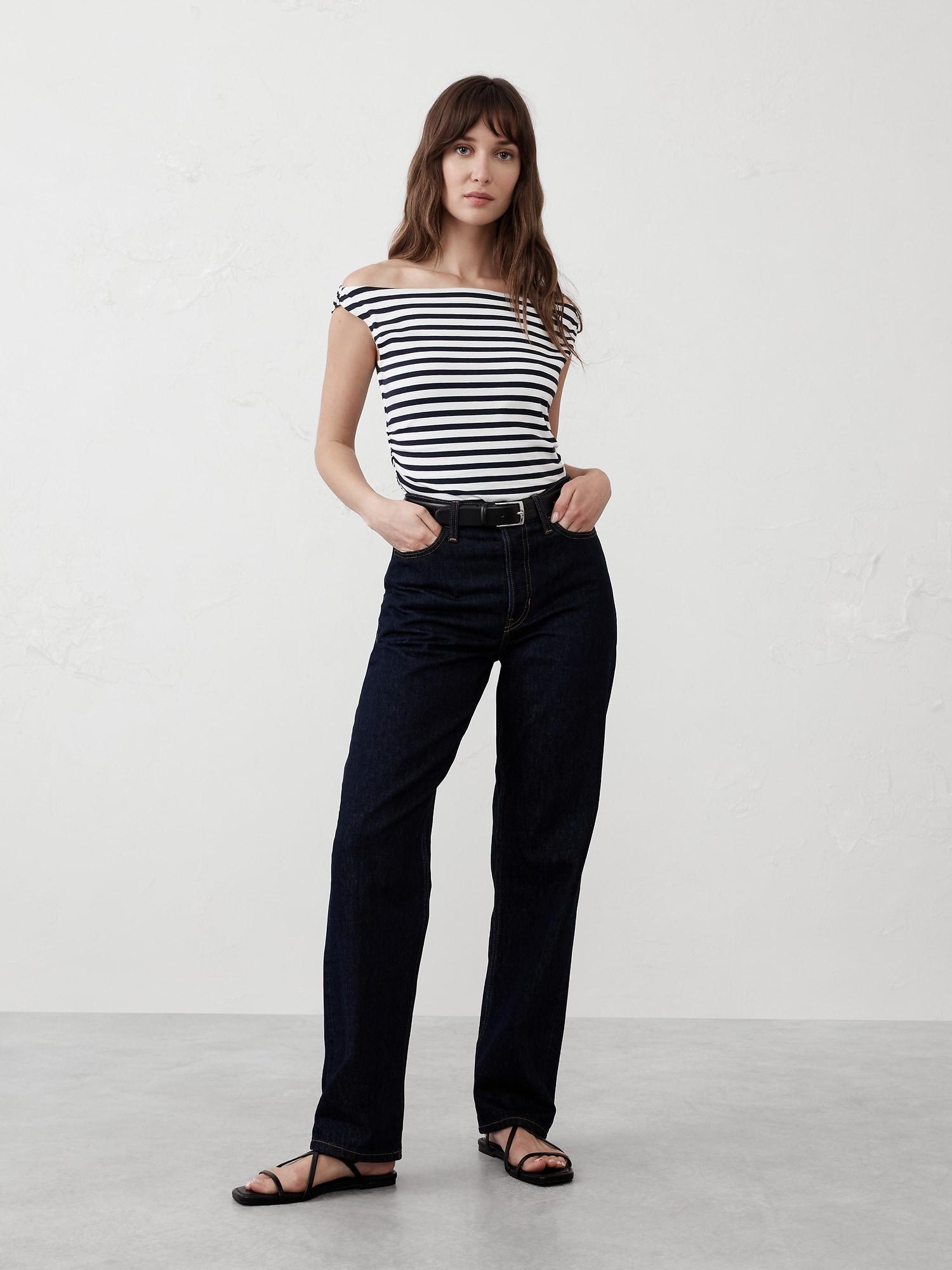 Soft Stretch Shirred-Waist Boat-Neck Top Product Image