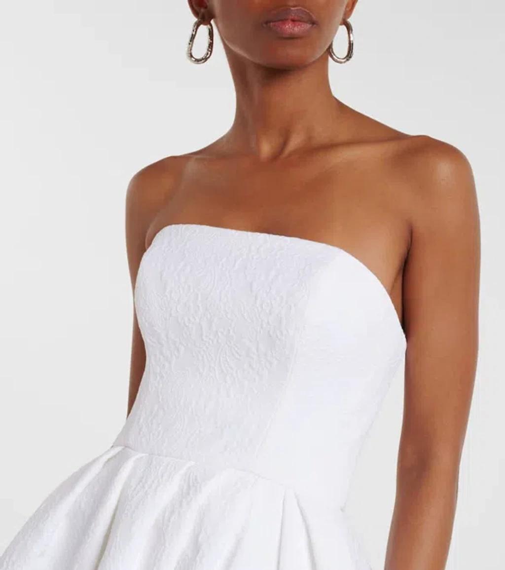 CAROLINA HERRERA Strapless Brocade Midi Dress In White Product Image