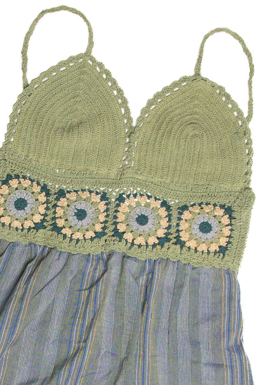 Crochet Top Striped Skirt Mini Dress Product Image