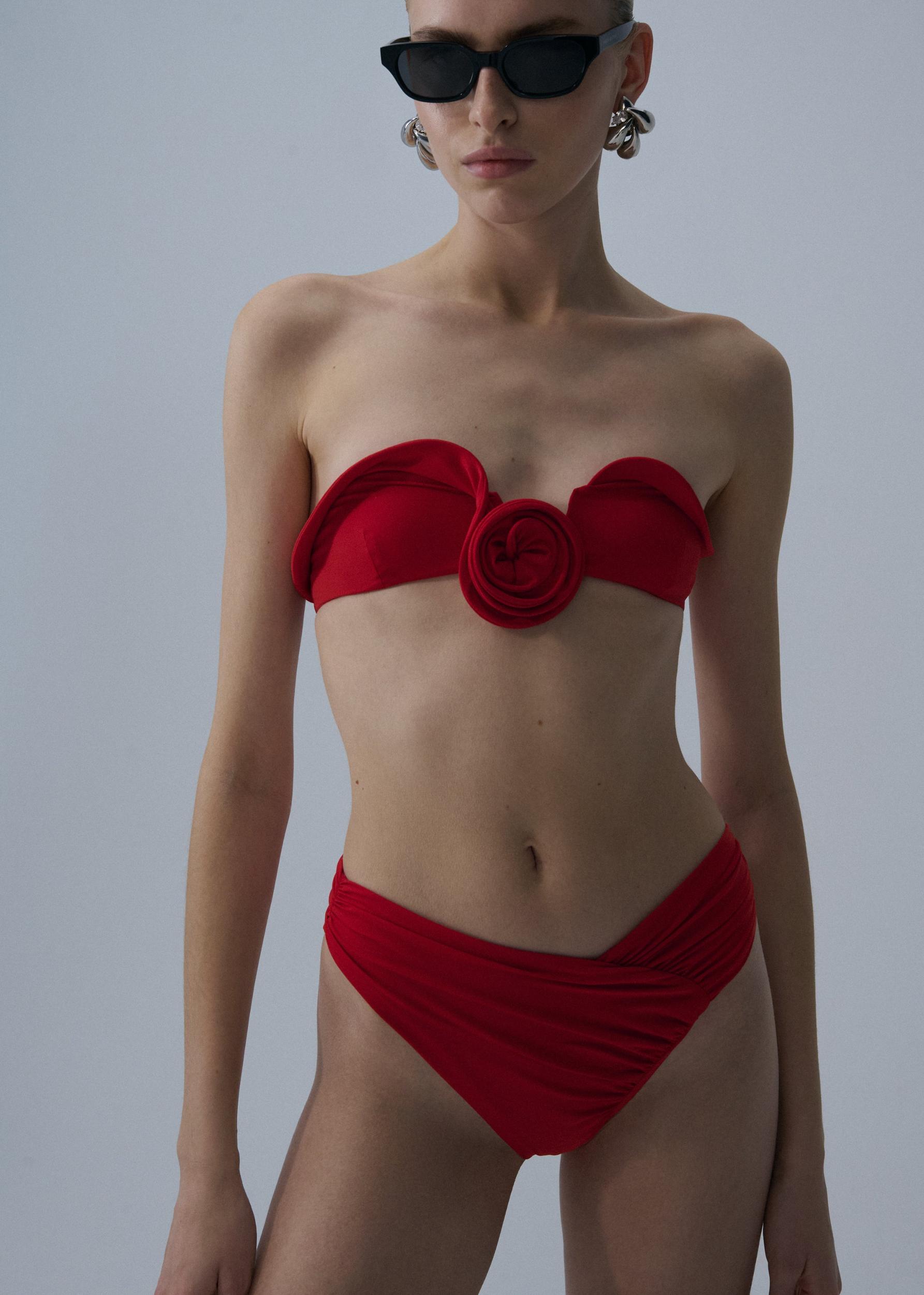 Sculptural bandeau swim top in cream Product Image