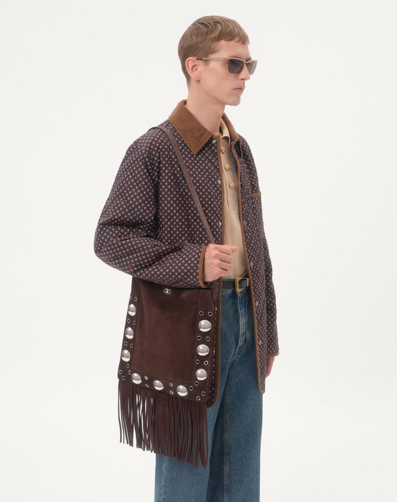 Valentino Garavani Nellcôte Suede Shoulder Bag With Fringes Product Image