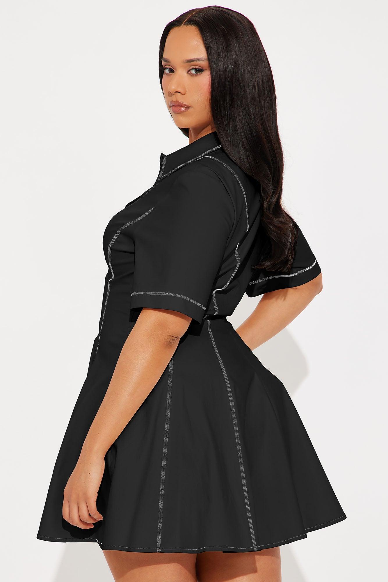 Prim Collared Mini Dress - Black Female Product Image