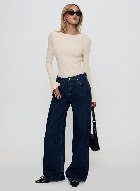 Mayok Long Sleeve Bodysuit Beige Product Image