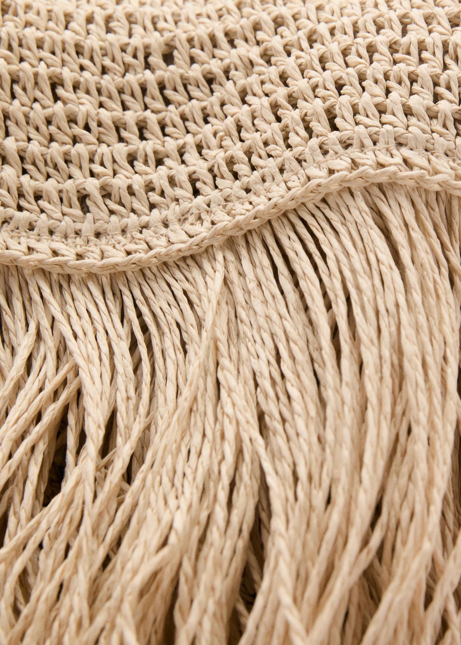 Natural fiber handbag with fringes - Women | MANGO USA Product Image