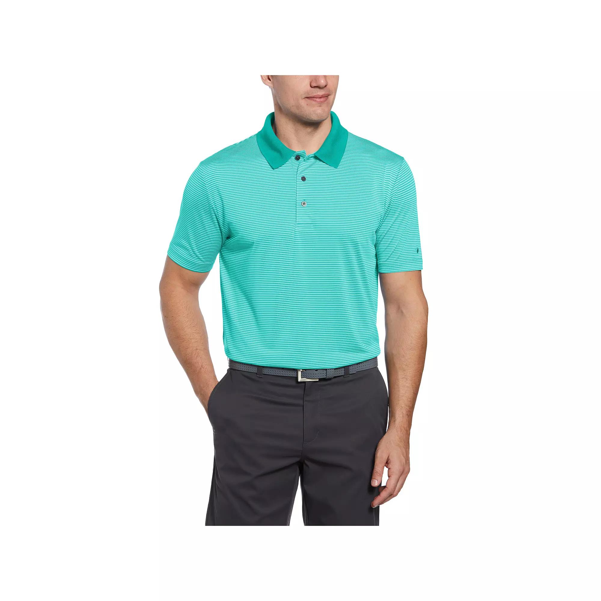 Mens Grand Slam Off Course Championship Striped Golf Polo Red Pepper Product Image