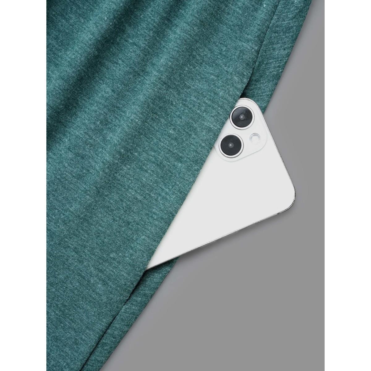 Plus Size Solid V Neck Pleated Knit Dress Teal Women Casual Pleated Knit Dresses Bloomchic 26/4X Product Image