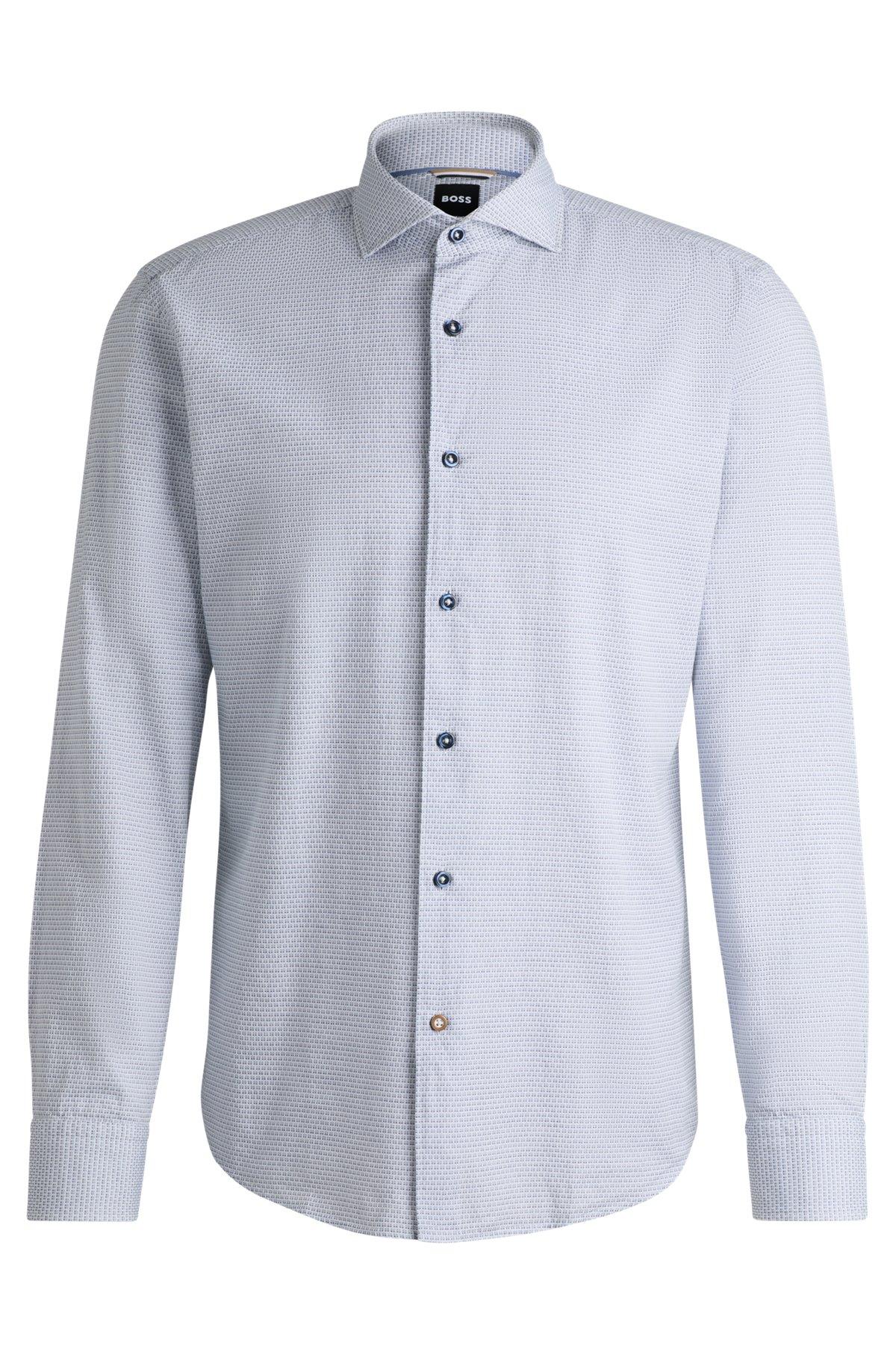 Casual-fit shirt in structured cotton with spread collar Product Image