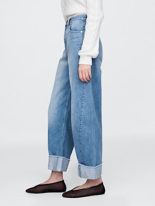 High Rise Cuffed Barrel Jeans Product Image