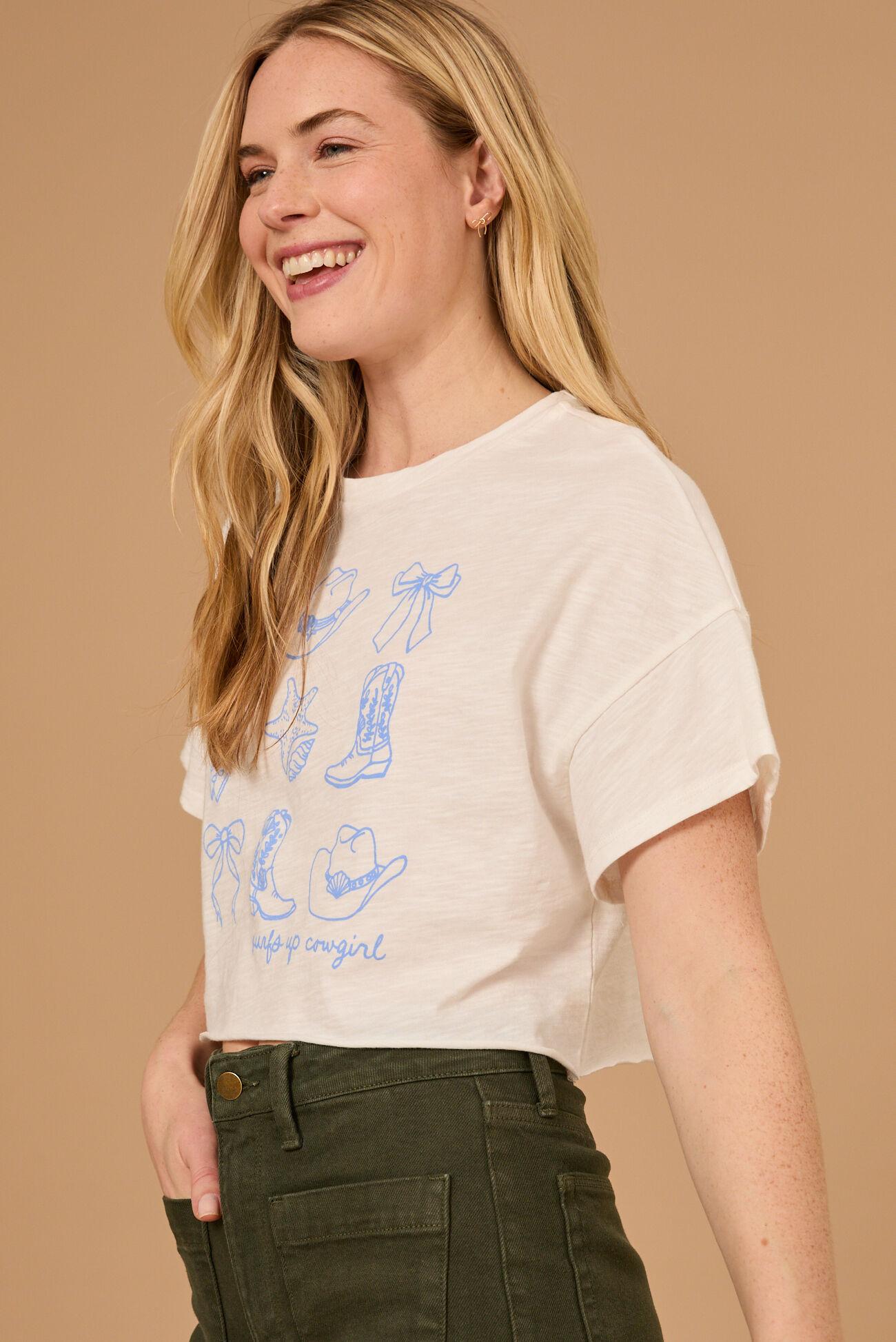 Surfs Up Cowgirl Cropped Tee Product Image