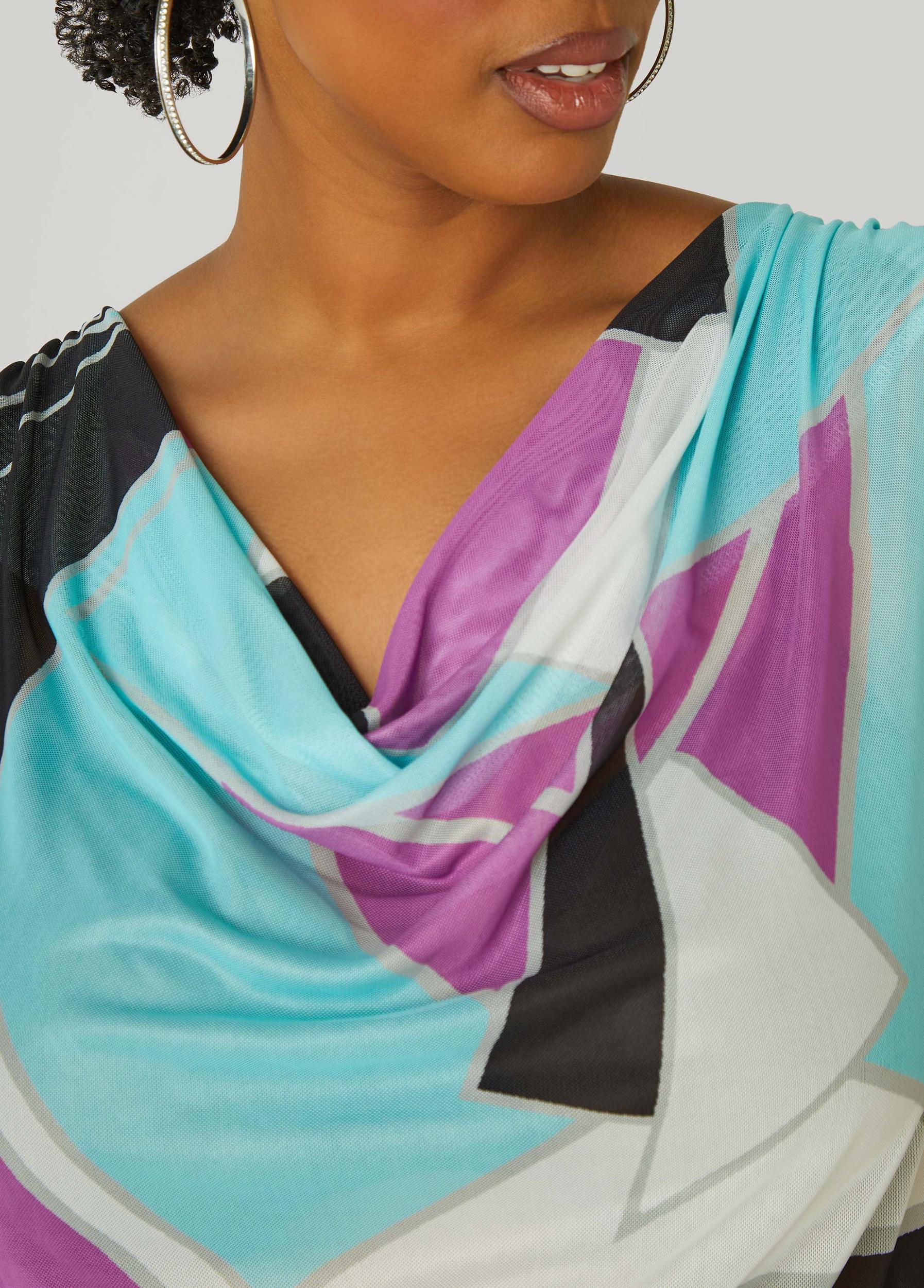 Abstract Cowl Neck Top Product Image