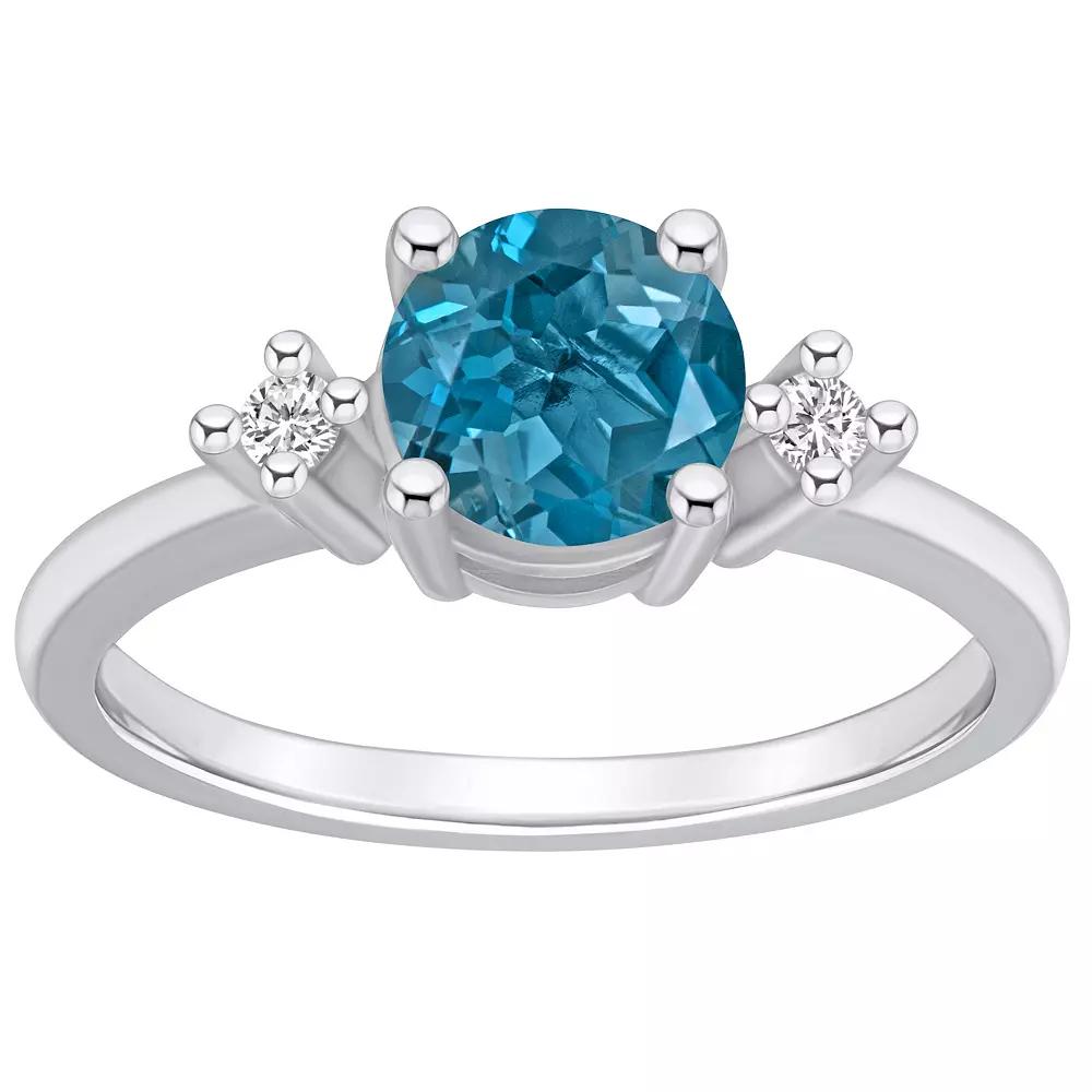 Alyson Layne 14k White Gold Round London Blue Topaz & Diamond Accent Ring, Women's, Size: 9 Product Image