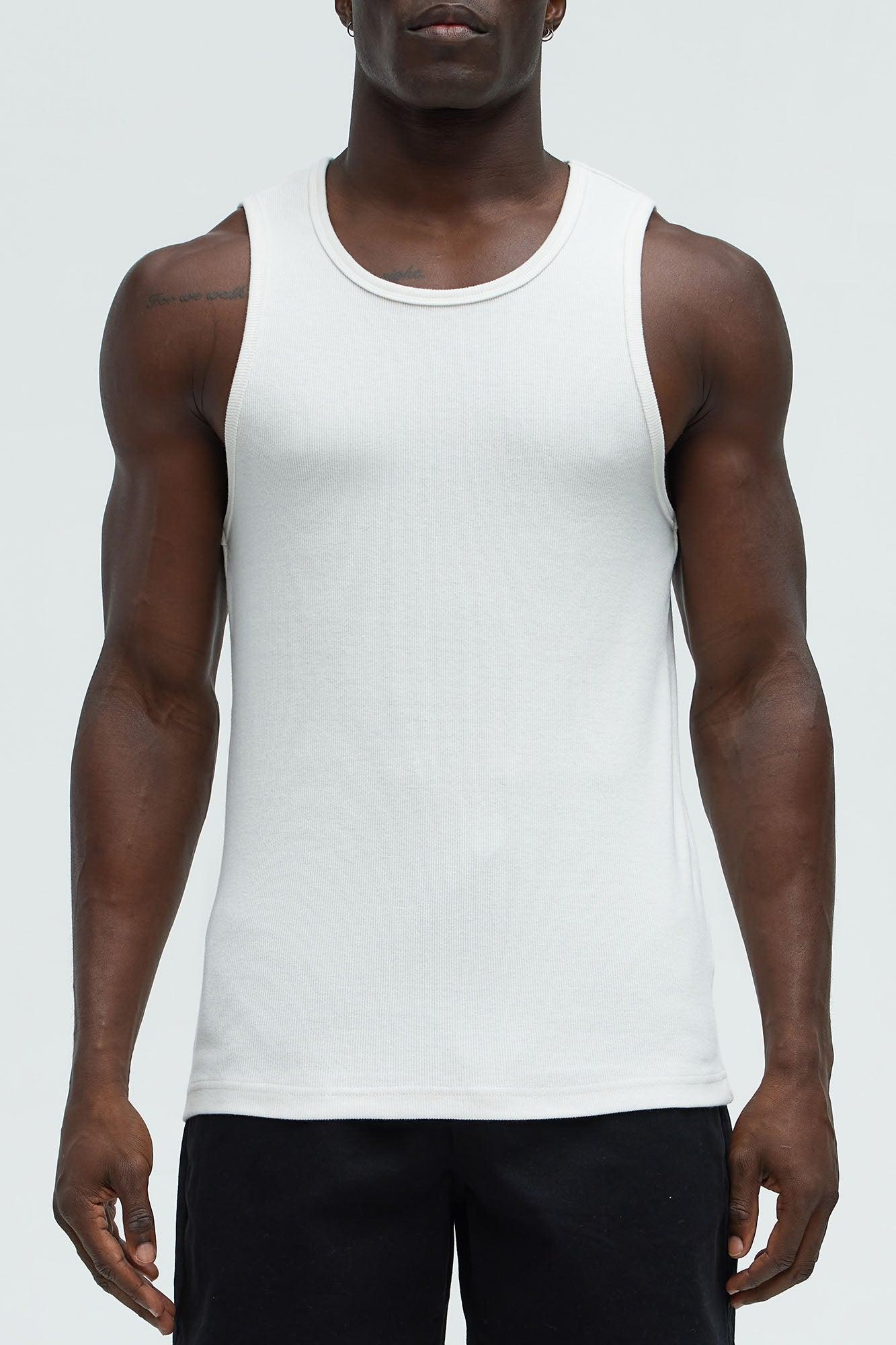 Classic Ribbed Tank Top - White Product Image