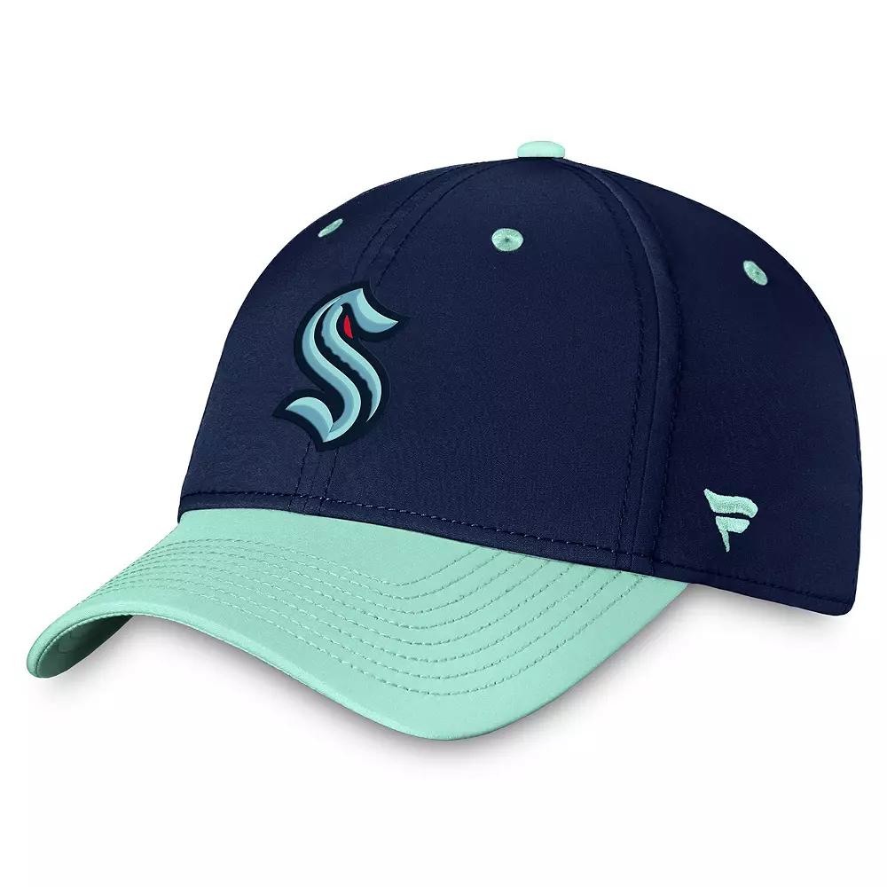 Men's Fanatics Branded Deep Sea Blue/Light Blue Seattle Kraken Authentic Pro Rink Two-Tone Flex Hat,  Product Image