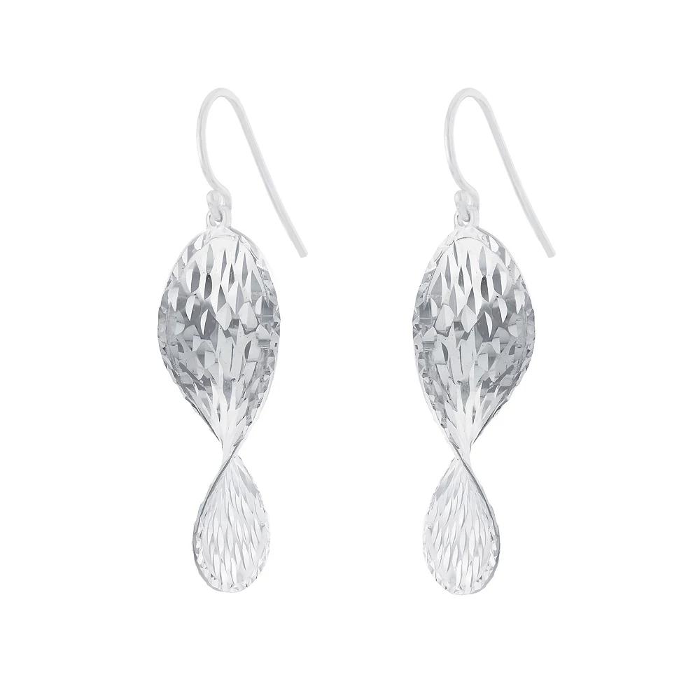 Athra NJ Inc Sterling Silver Textured Swirl Drop Earrings, Women's, Silver Tone Product Image