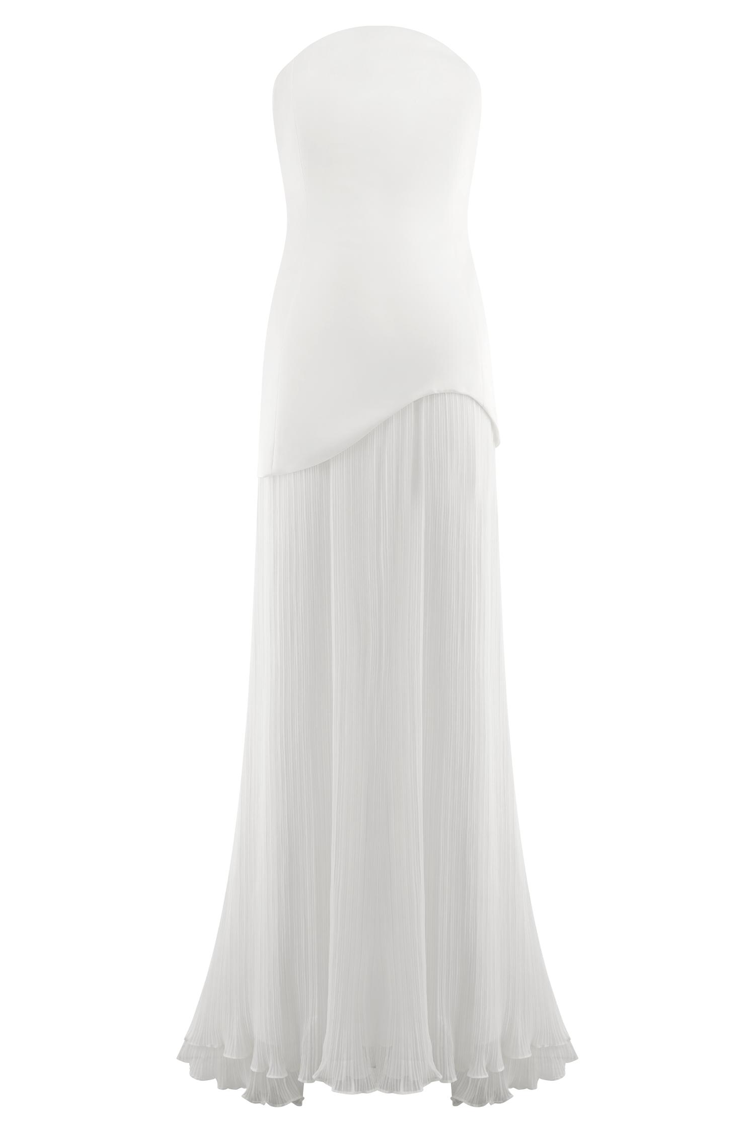 Juno Strapless Pleated Maxi Gown - White Product Image