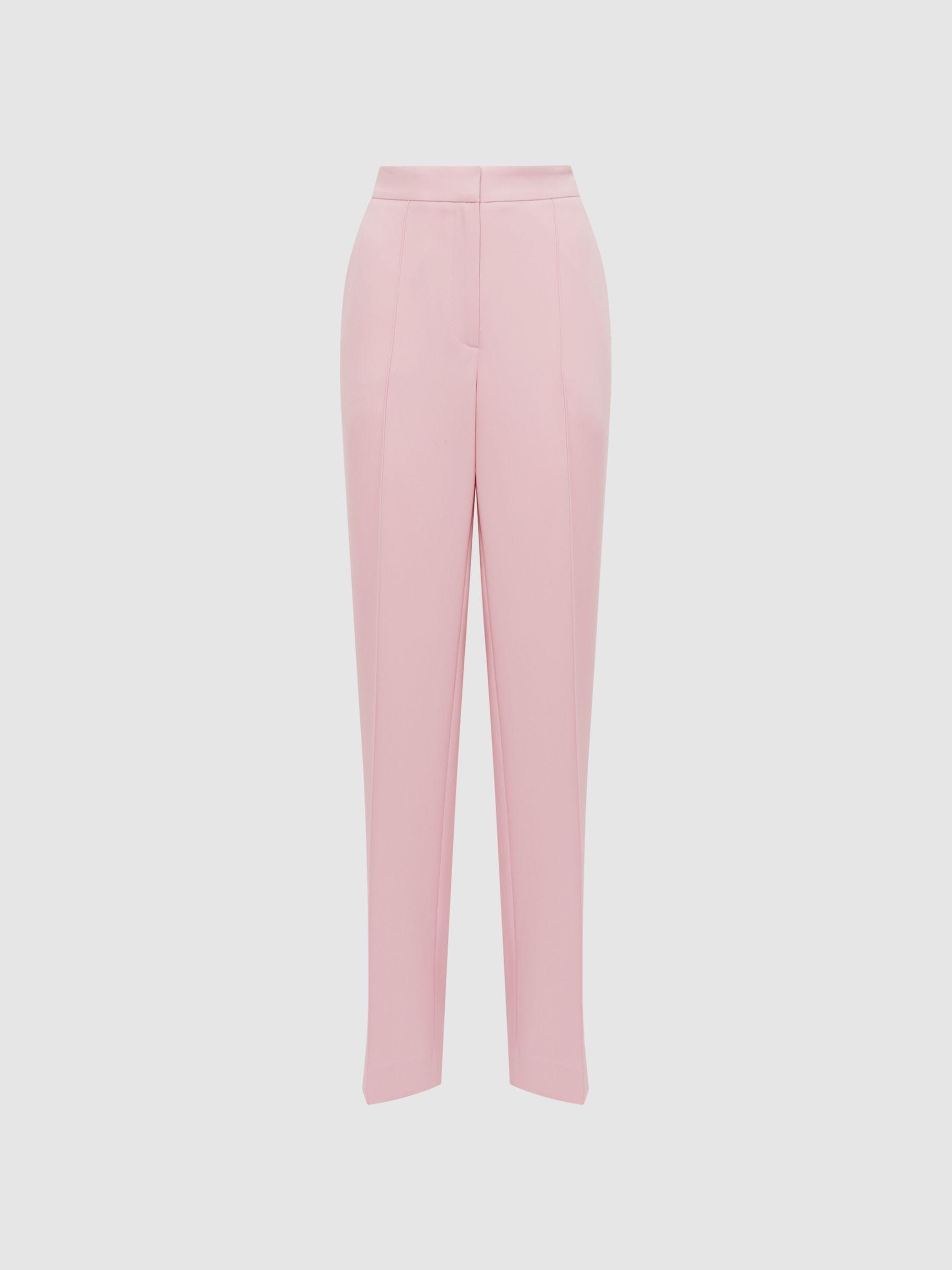 Wide Leg Split Hem Trousers in Pink Product Image