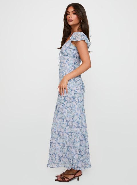 Dahleia Maxi Dress Blue Paisley Product Image