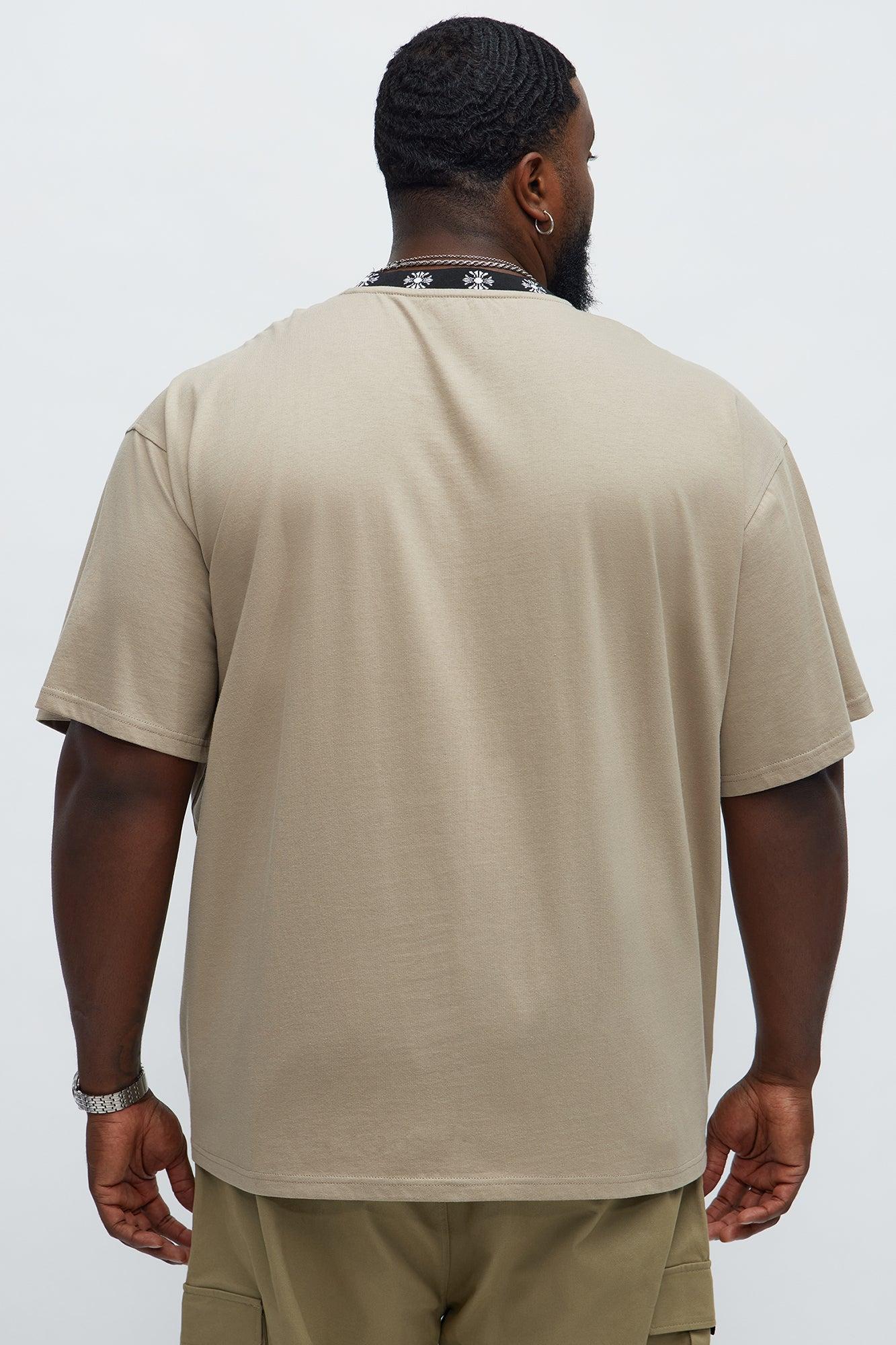 Short Sleeve Cross Collar Graphic - Stone Male Product Image