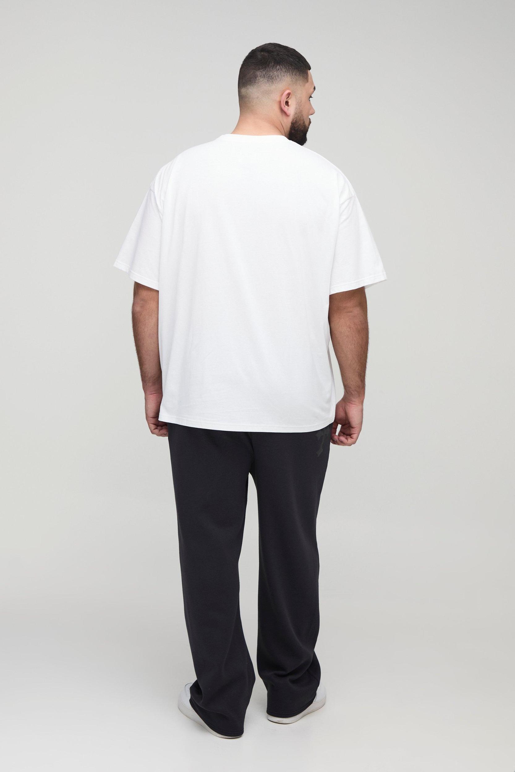 Plus Relaxed Puff Print Cross Sweatpants | boohooMAN USA Product Image