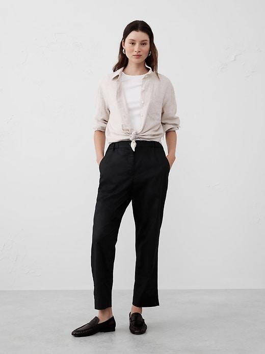 Tapered Linen-Blend Pull-On Pant Product Image