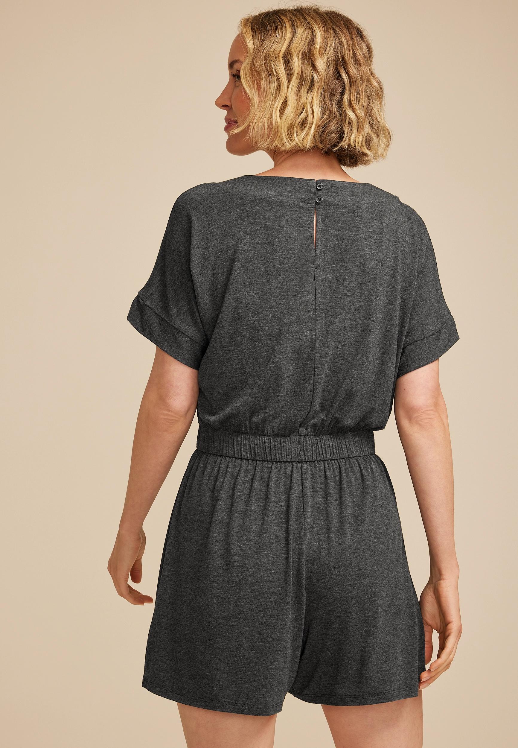 24/7  V Neck Tie Waist Romper Product Image