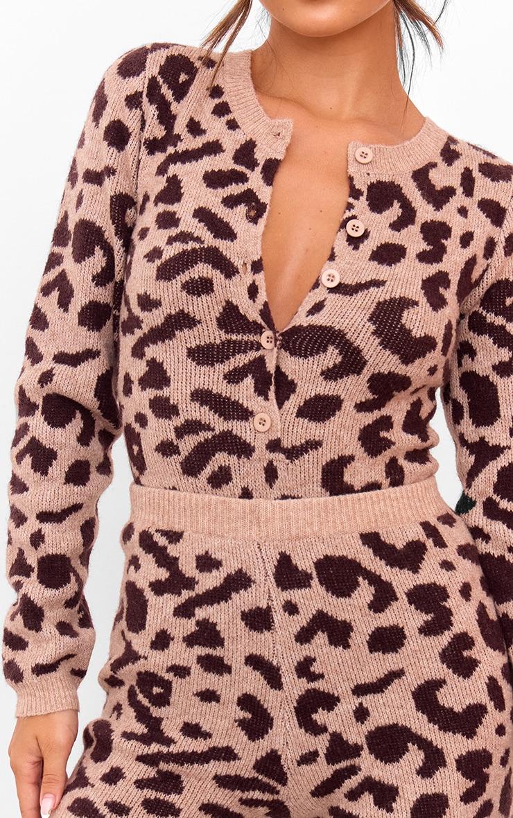 Leopard Soft Knit Button Up Bodysuit Product Image