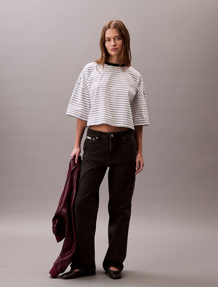 Stripe Cropped Boxy T-Shirt  Product Image