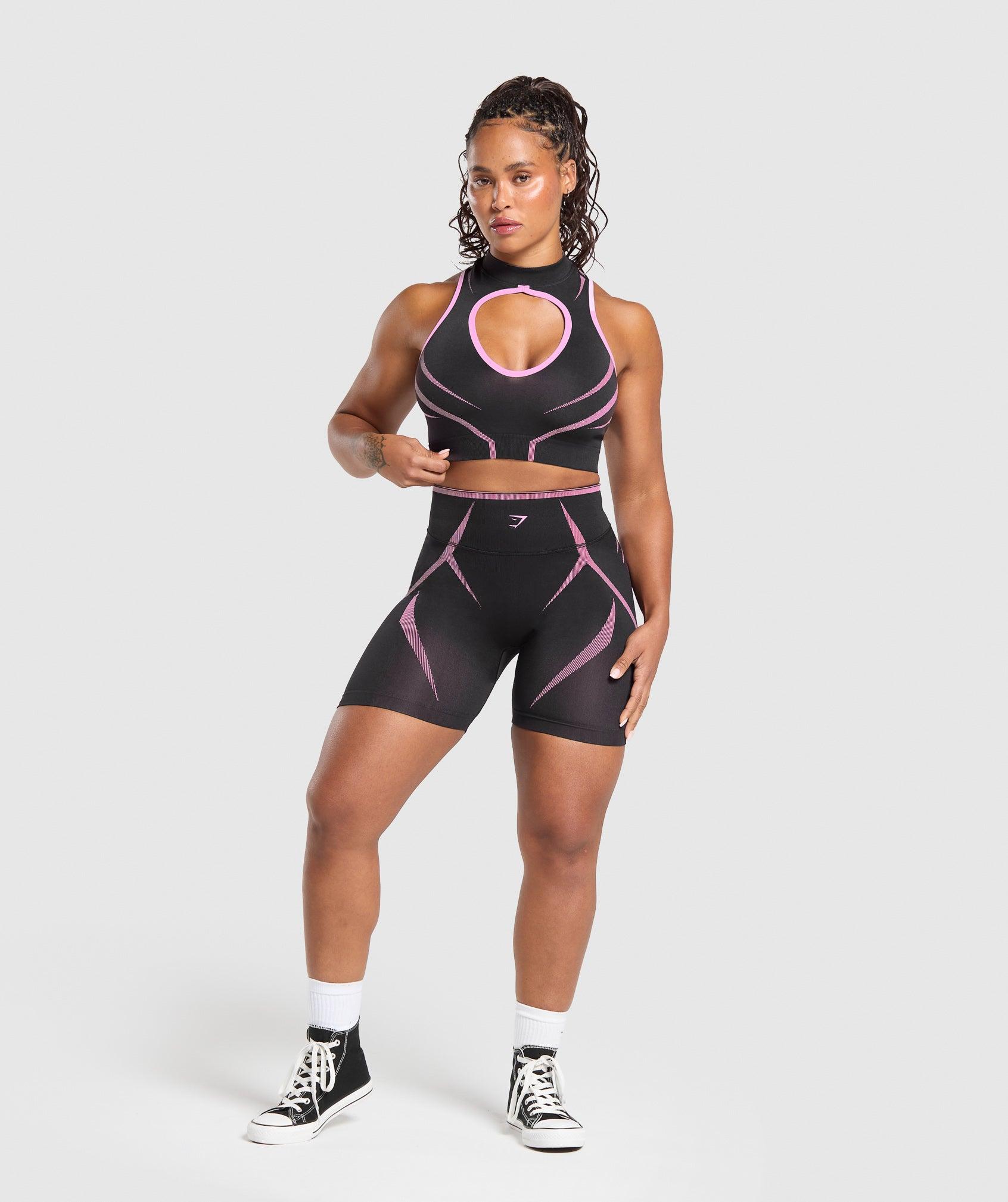 Gymshark Apex Lift Seamless Crop Top - Darkest Purple/Sour Pink Female Product Image
