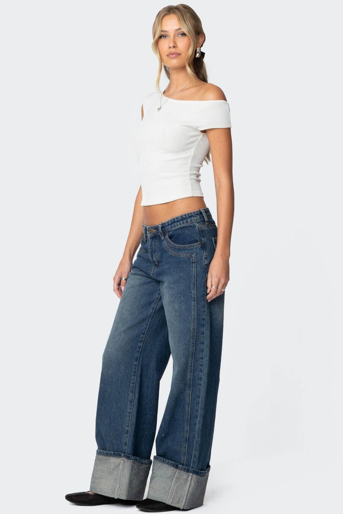 Vesper Cuffed Low Rise Baggy Jeans Product Image
