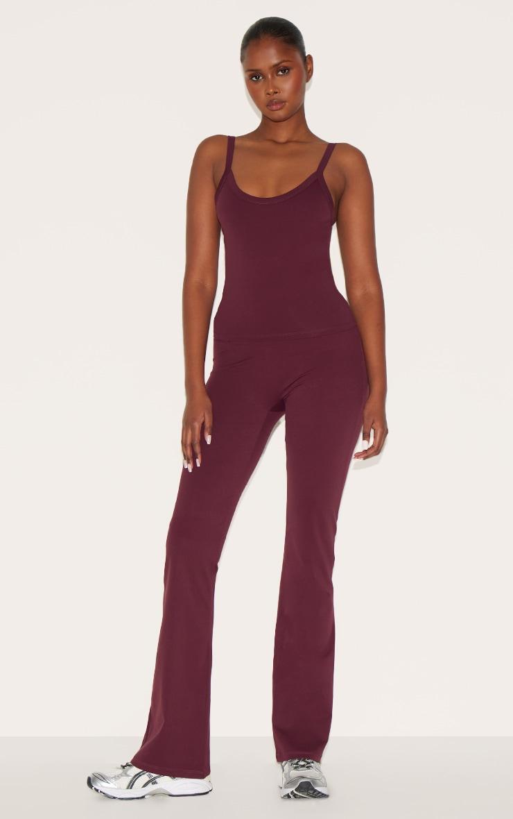 Burgundy Sculpt Wrap Waist Gym Leggings Product Image