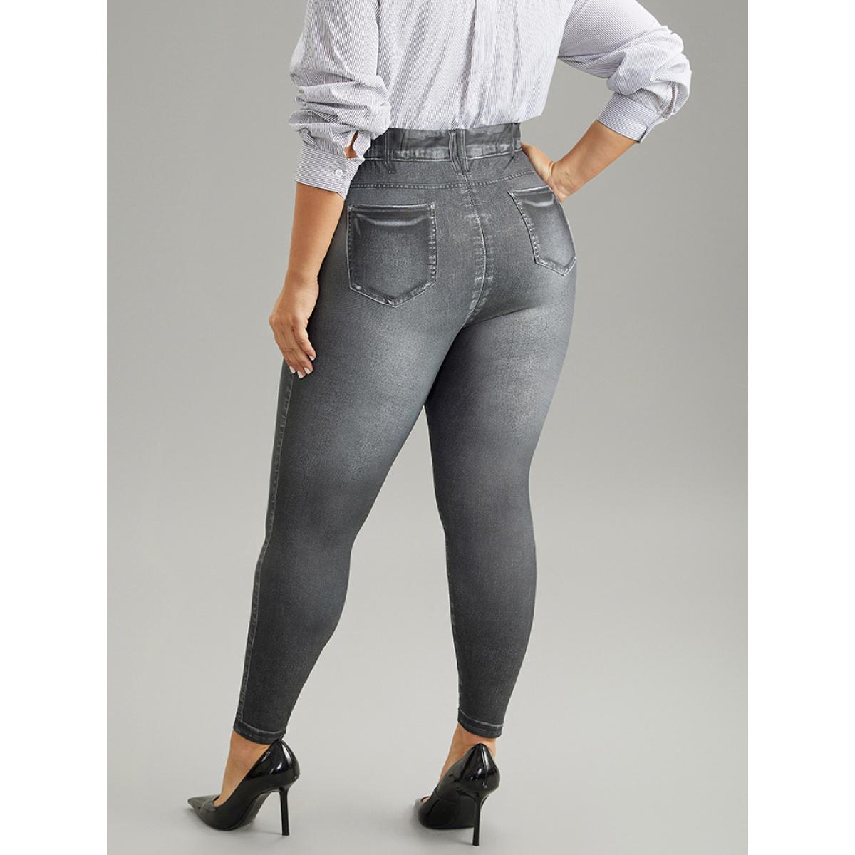 Plus Size Vintage High Rise Skinny Leggings Women Black Casual High stretch Skinny High Rise Dailywear Leggings BloomChic 14-16/1X Product Image