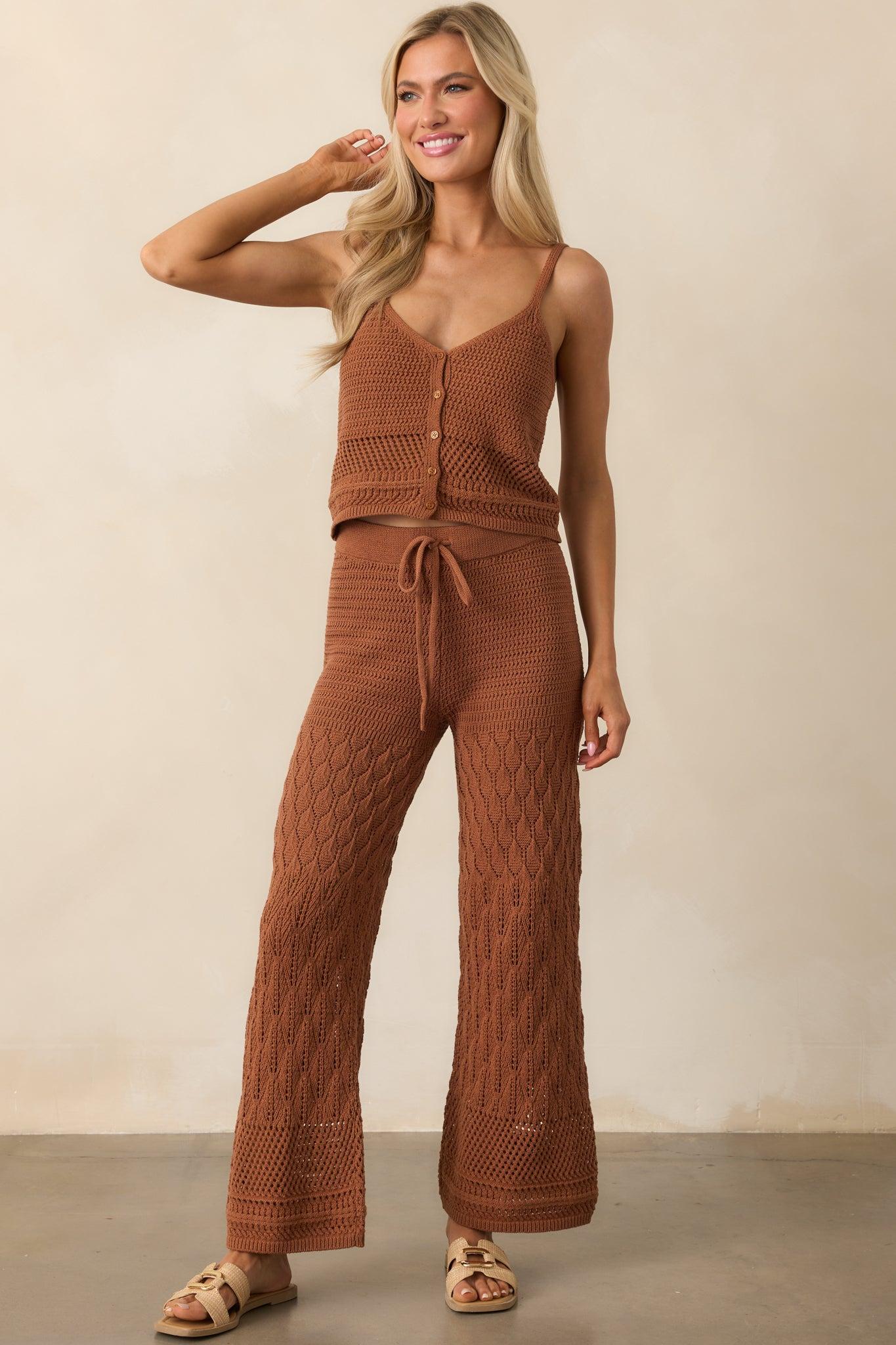 Z Supply Brown Tay Crochet Cropped Tank Product Image