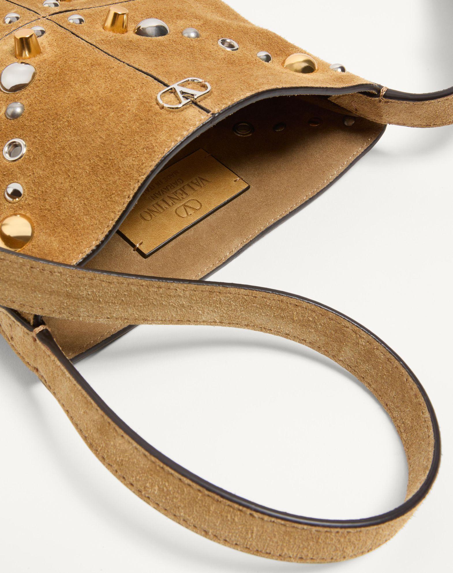 Valentino Garavani Nellcôte Small Shoulder Bag In Suede With Fringes Product Image