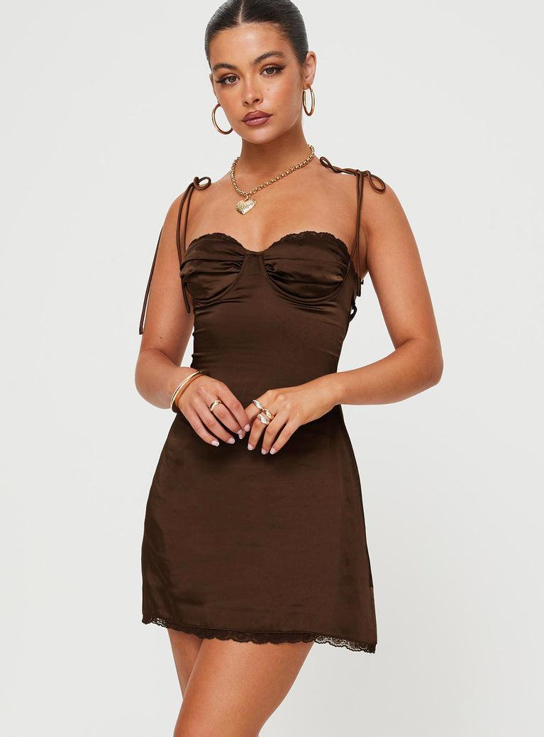 Wayzer Mini Dress Chocolate Product Image
