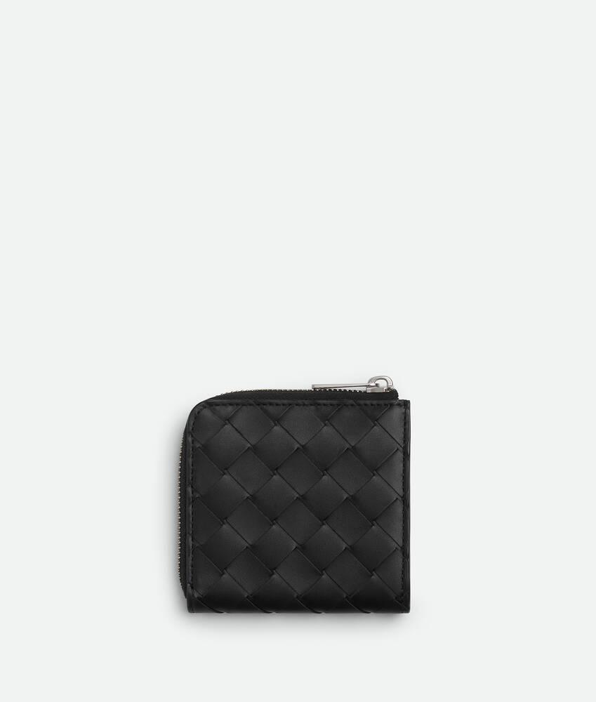 Men's Intrecciato Square Zip Around Wallet in Black/madder brown Product Image