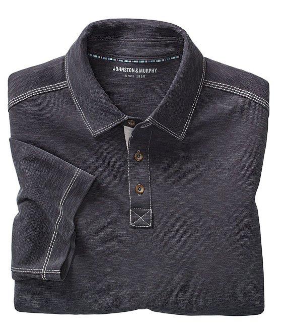 Johnston & Murphy Vintage Solid Slub Short Sleeve Polo Shirt Product Image