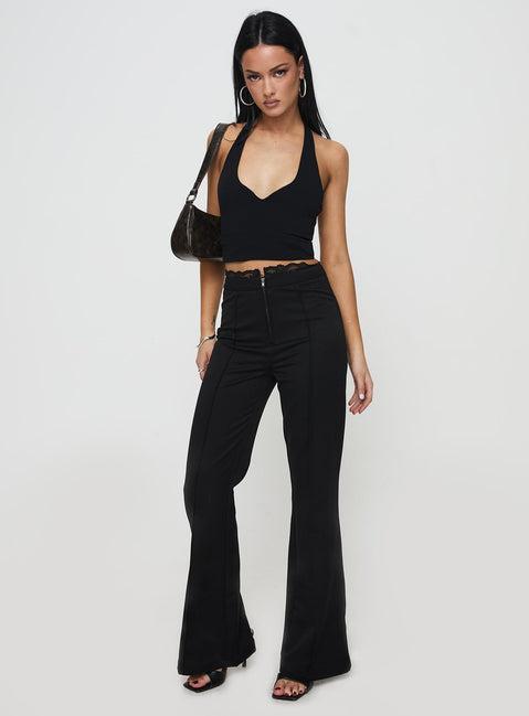 Stellina Slim Fit Flared Pants Black Product Image